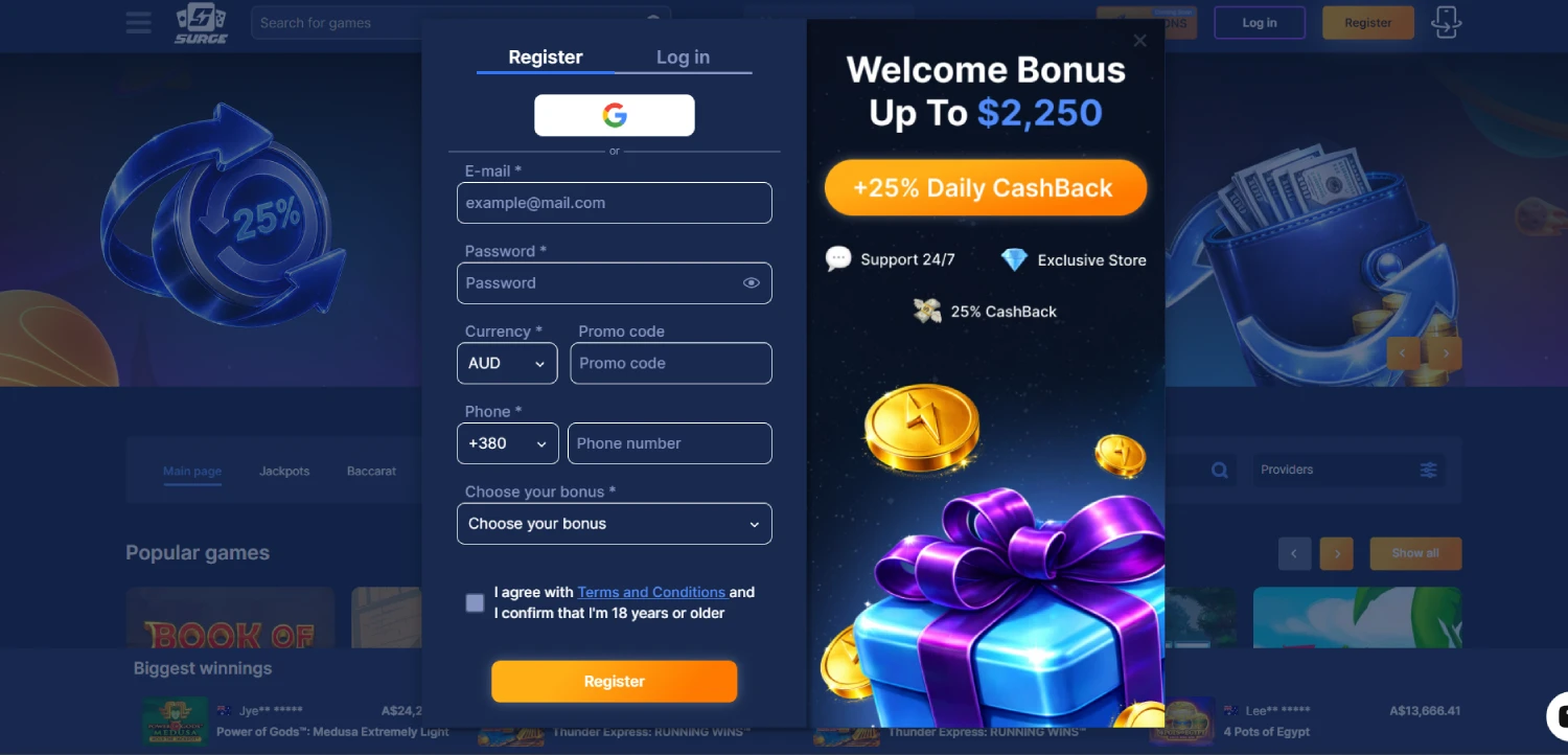 surge registration-page